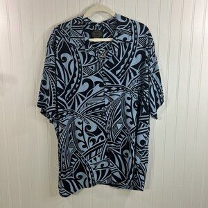 Hawaiian Reserve Collection Men XL Blue Button Up Short Sleeves Shirt
